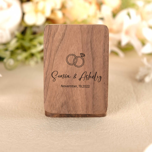 The Duo - Walnut Engagement Wooden Ring Box