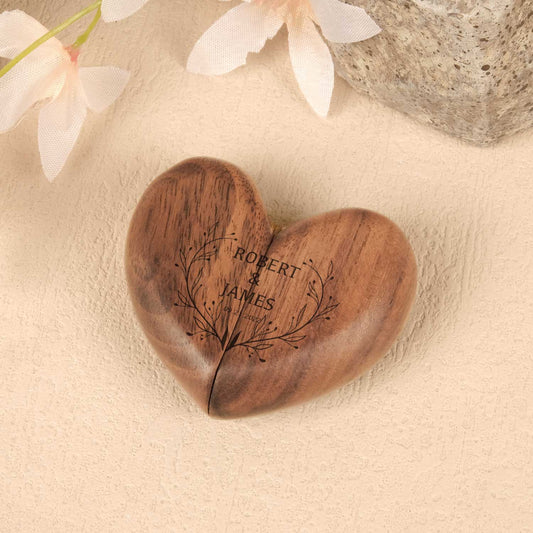 The Heartbeat - Wooden Heart Flip Ring Box