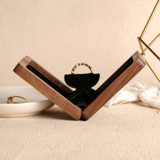 The Duo - Walnut Engagement Wooden Ring Box