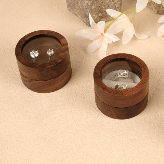 The Unity - Round Engagement Wooden Ring Box